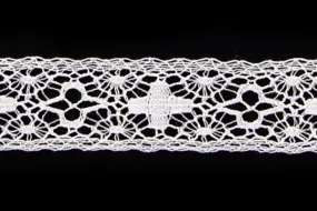 1/2" Floral White Insertion Heirloom Lace (Made in France)