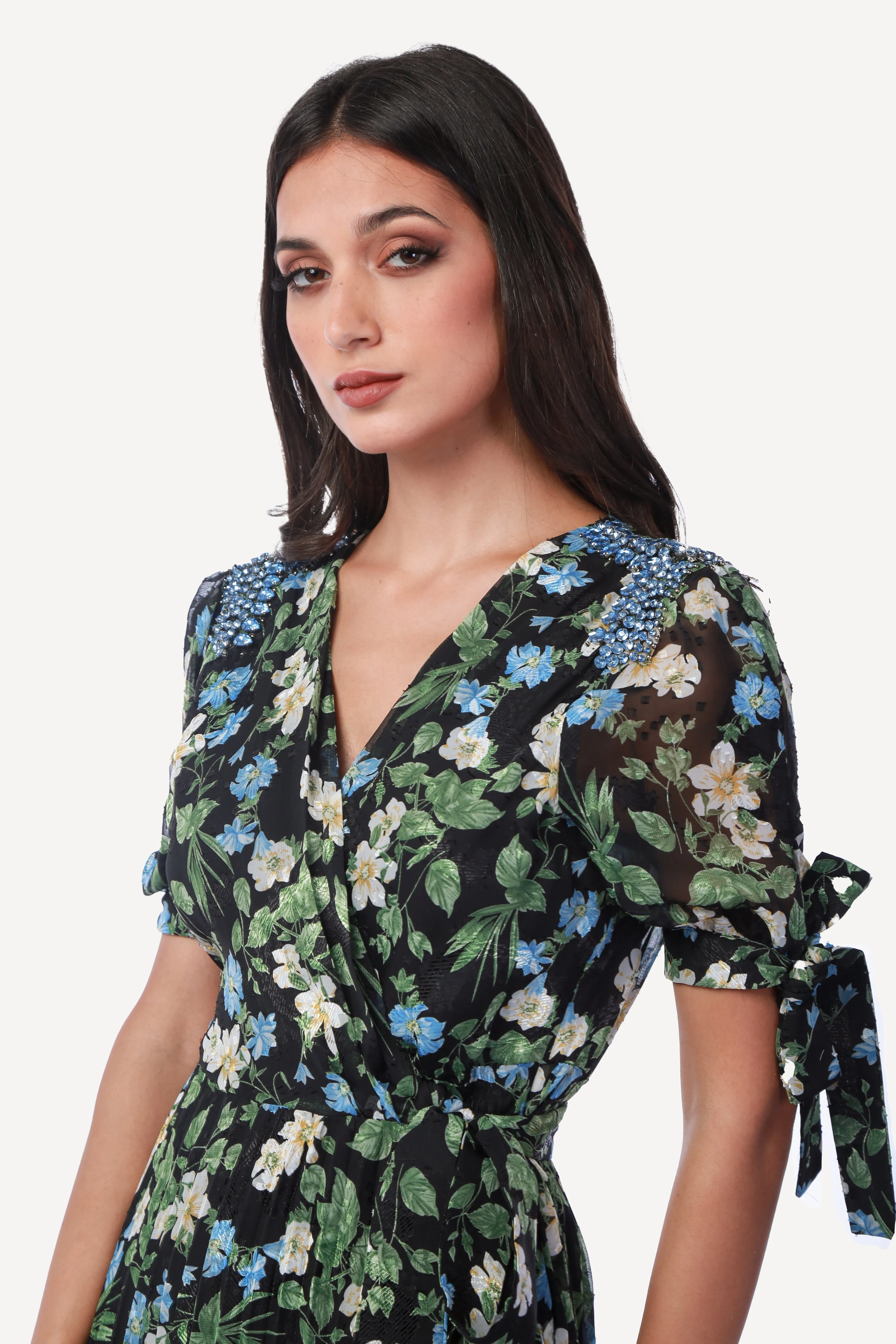 2306006-  Floral Print Wrap Dress