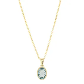 9ct Yellow Gold Blue Topaz Sandalwood Pendant