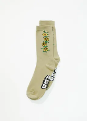 AFENDS Unisex Flowerbed - Crew Socks - Cement