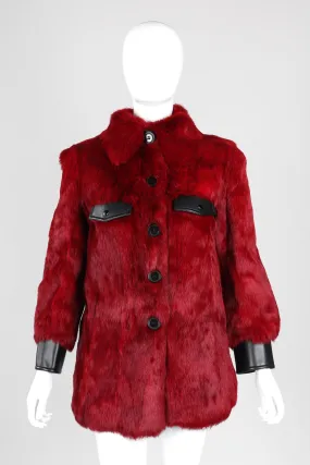 Contrast Trim Fur Coat