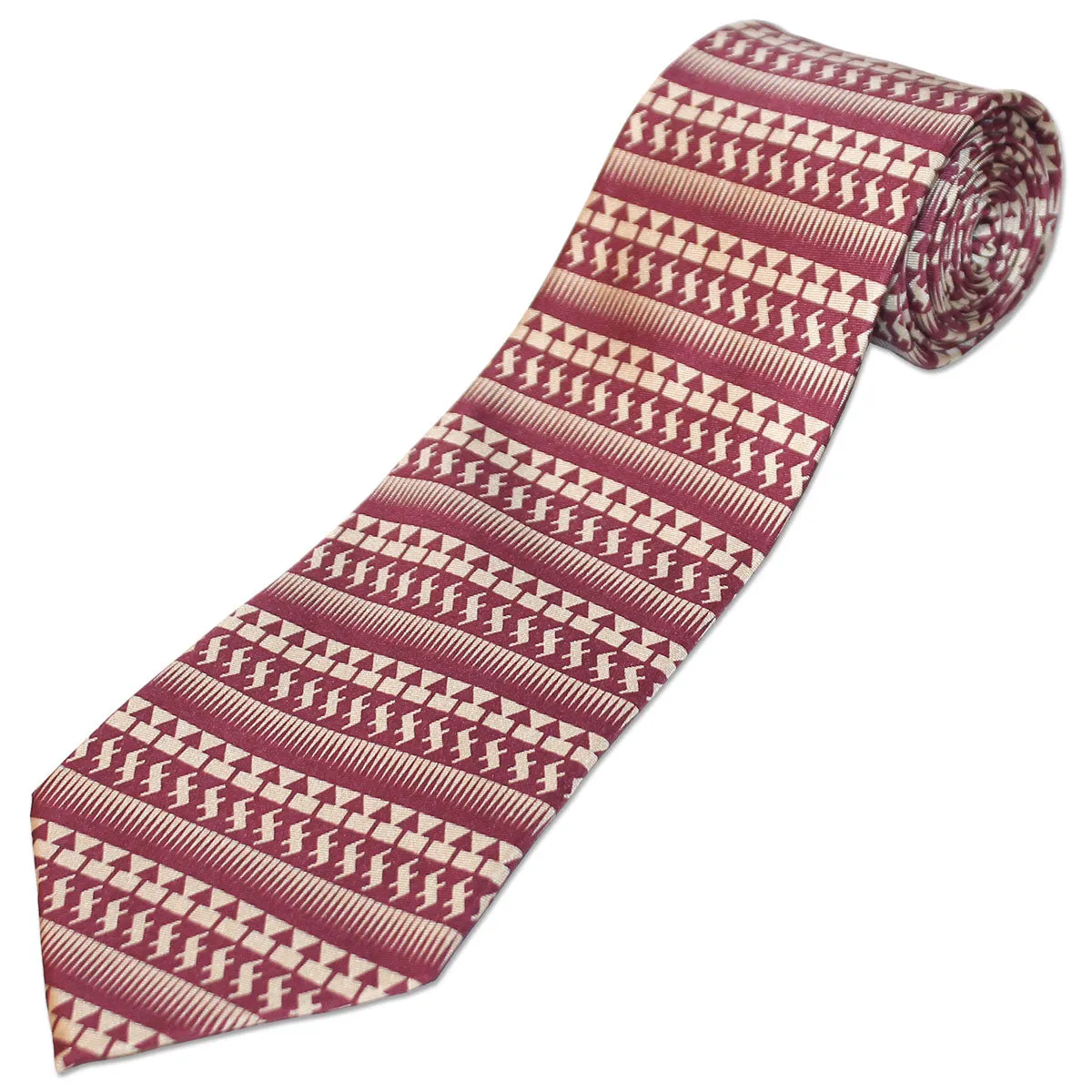 Eagles Wings Repeat Tribal Pattern Tie - Garnet/Gold