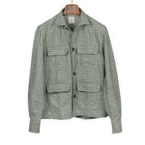 Giubbottino shirt jacket in beige, green and taupe houndstooth wool