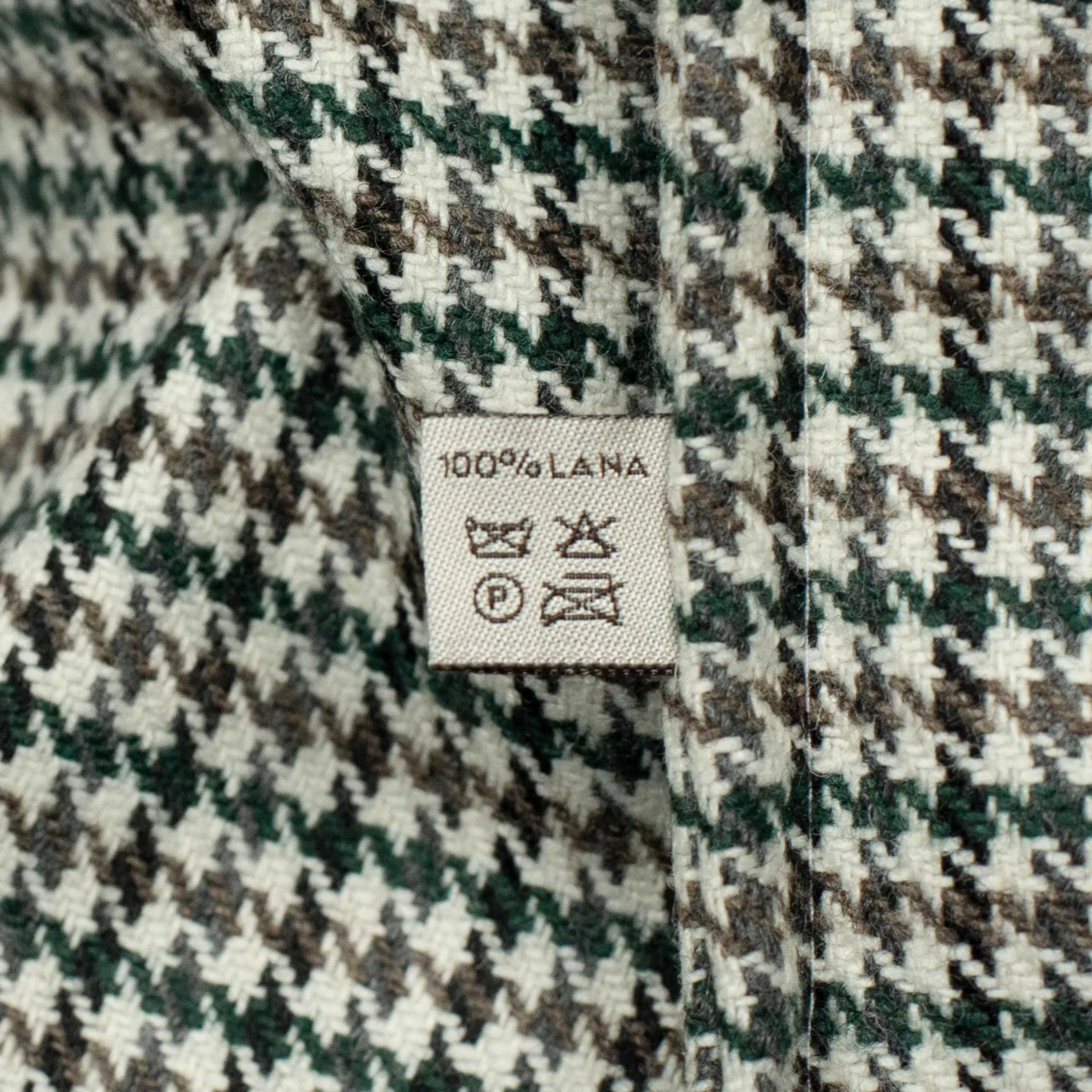 Giubbottino shirt jacket in beige, green and taupe houndstooth wool