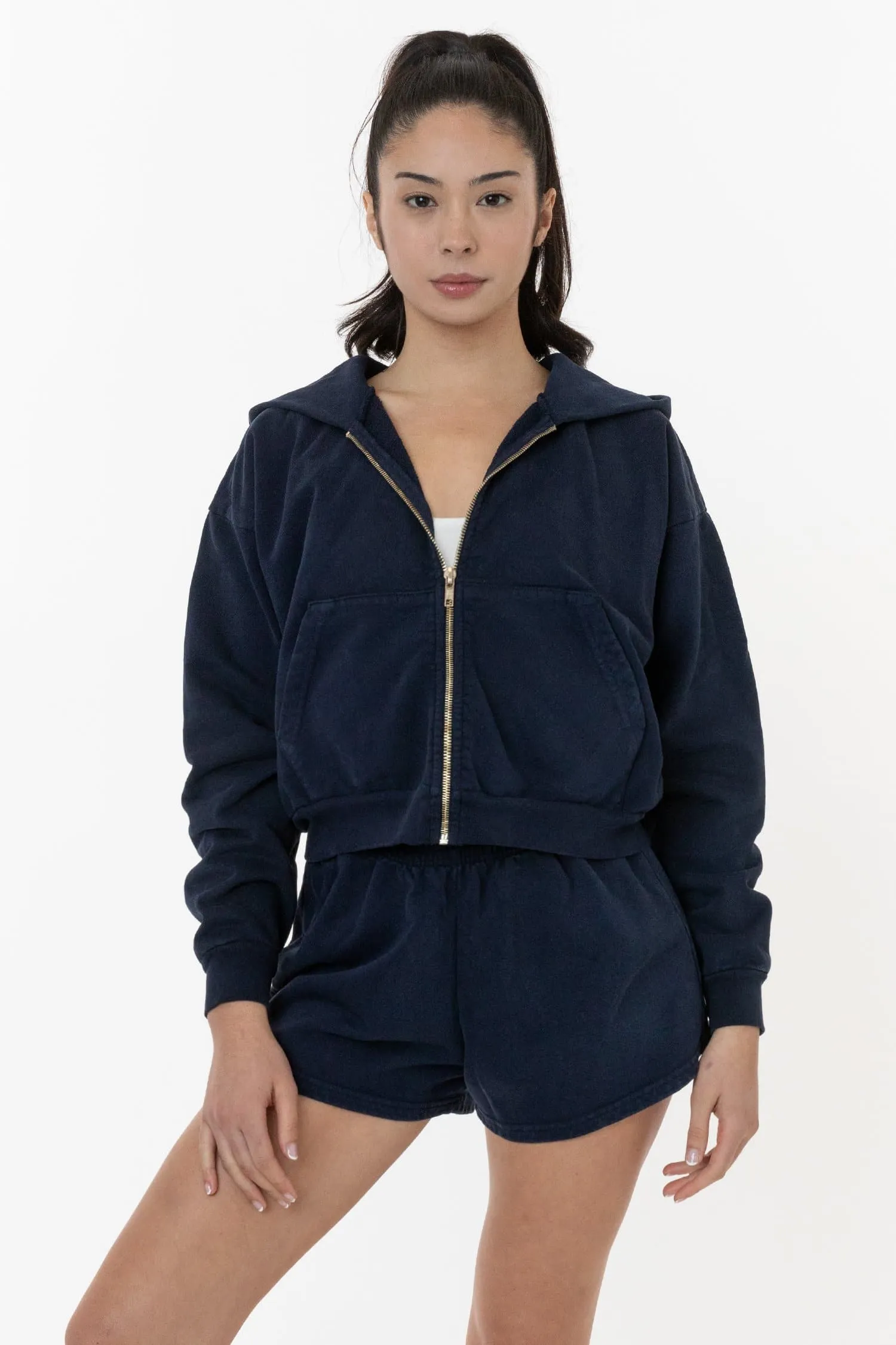 HF16 - Heavy Fleece Cropped Zip-Up Hoodie (Garment Dye)