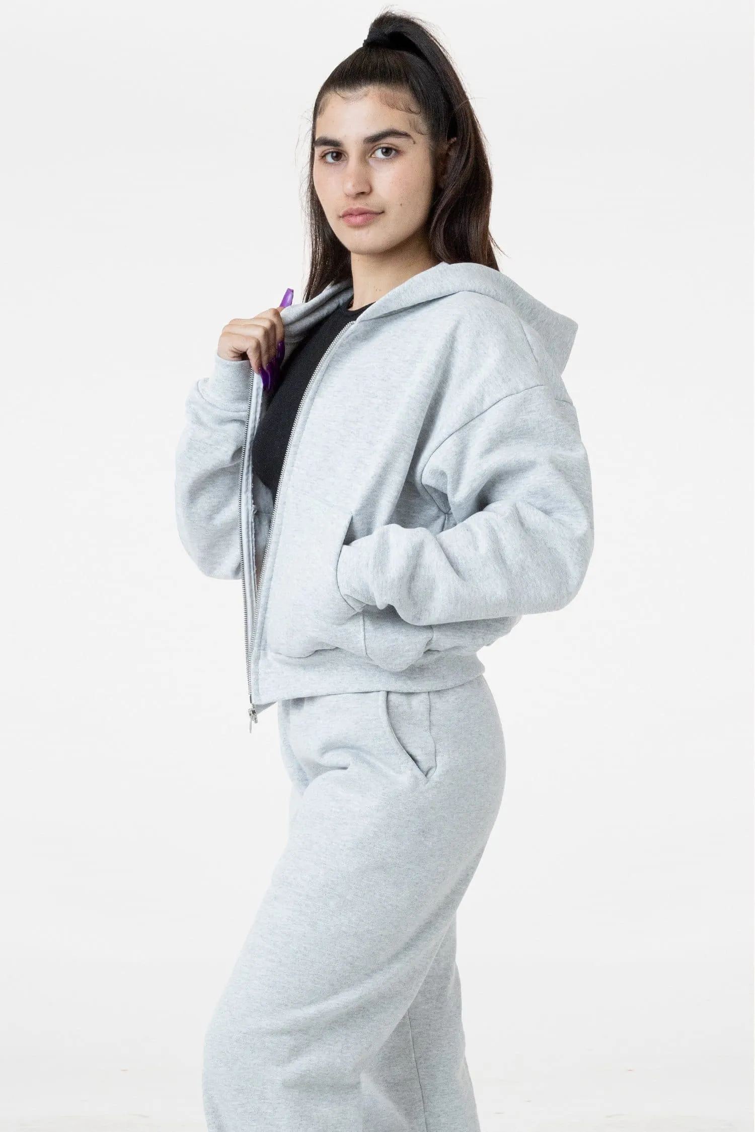 HF16 - Heavy Fleece Cropped Zip-Up Hoodie (Piece Dye)