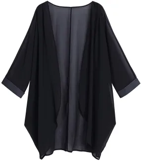 olrain Women's Floral Print Sheer Chiffon Loose Kimono Cardigan Capes