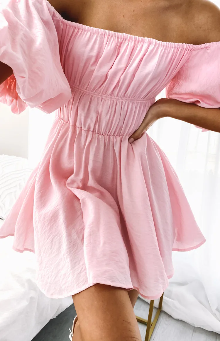 Paradise Puff Sleeve Dress Pink