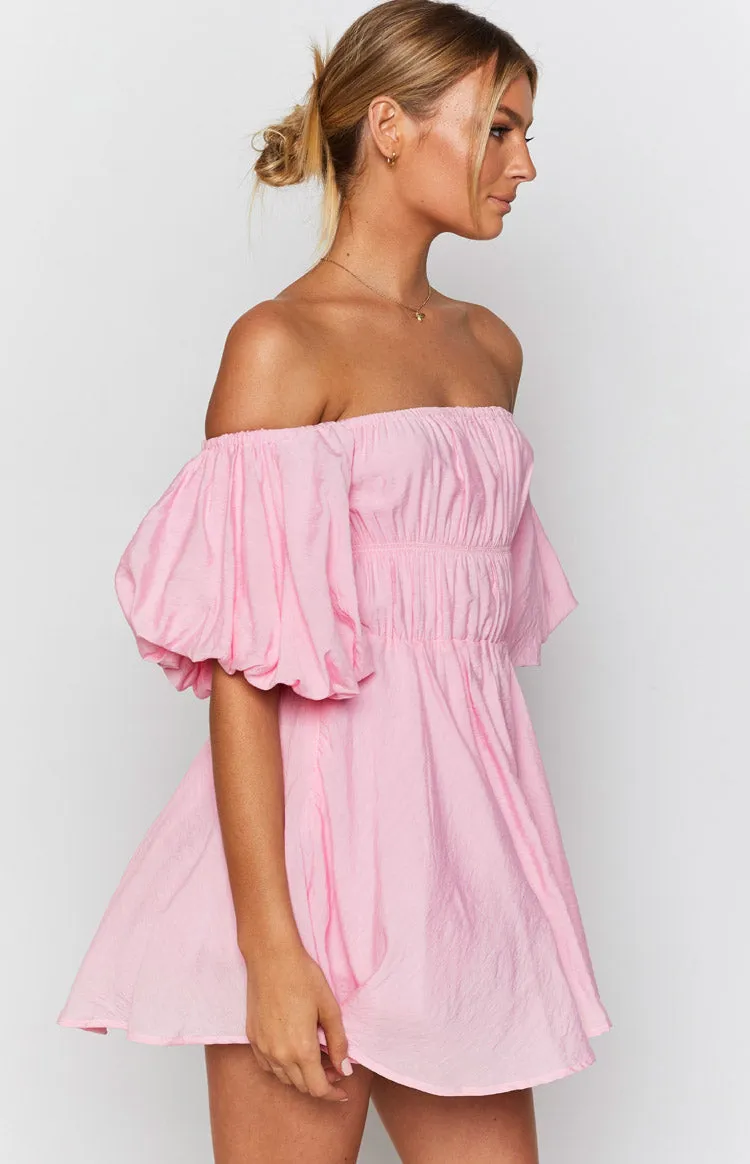 Paradise Puff Sleeve Dress Pink