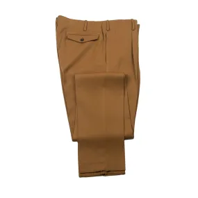 Pleated wool cavalry twill trousers, camel color