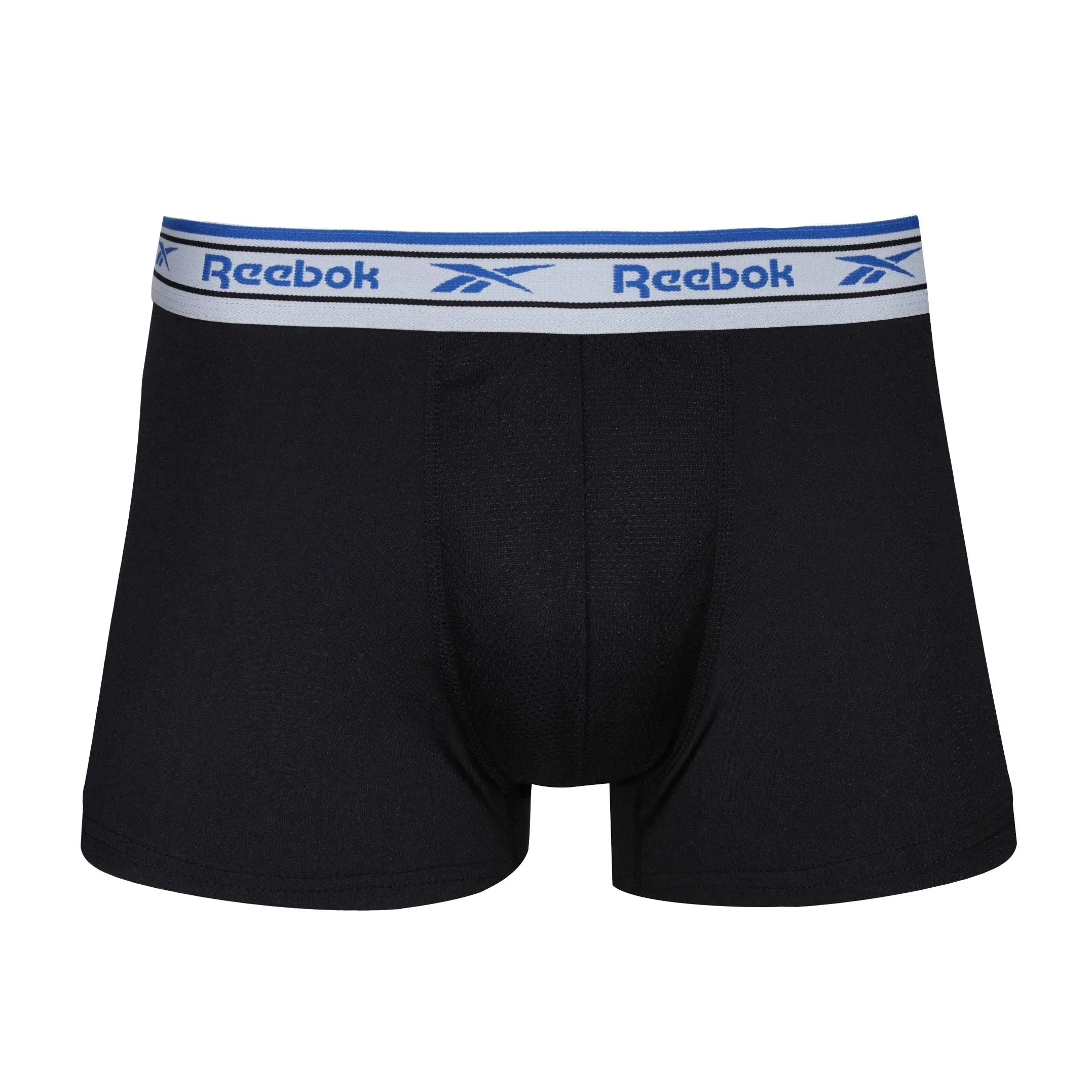 Reebok Mens Performance 3 Pack Jaden Short Sport Trunks - Blue/Red/Aqua Waistbands