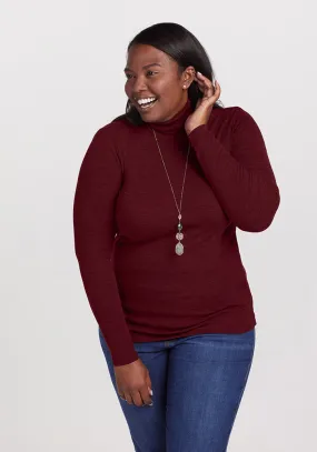 Sage Ribbed Turtleneck - Cranberry Melange