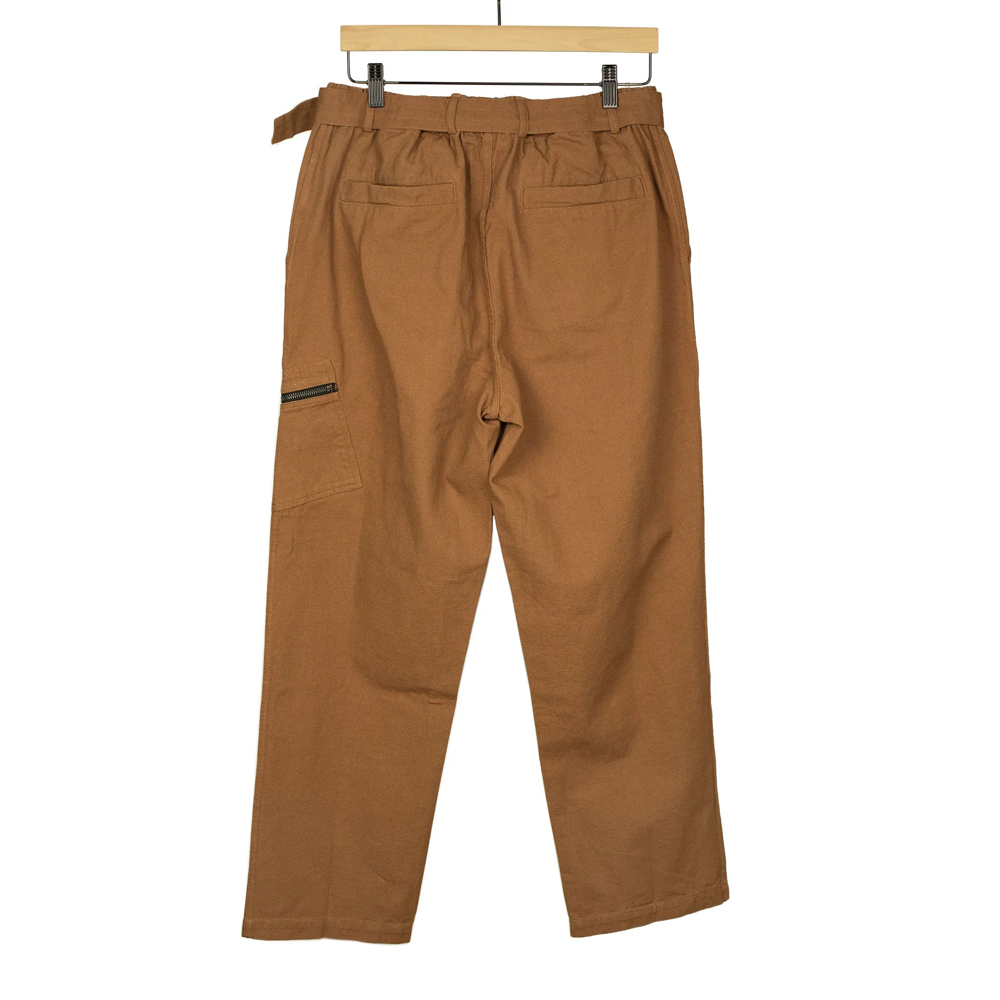 Service pants in sienna brown cotton canvas