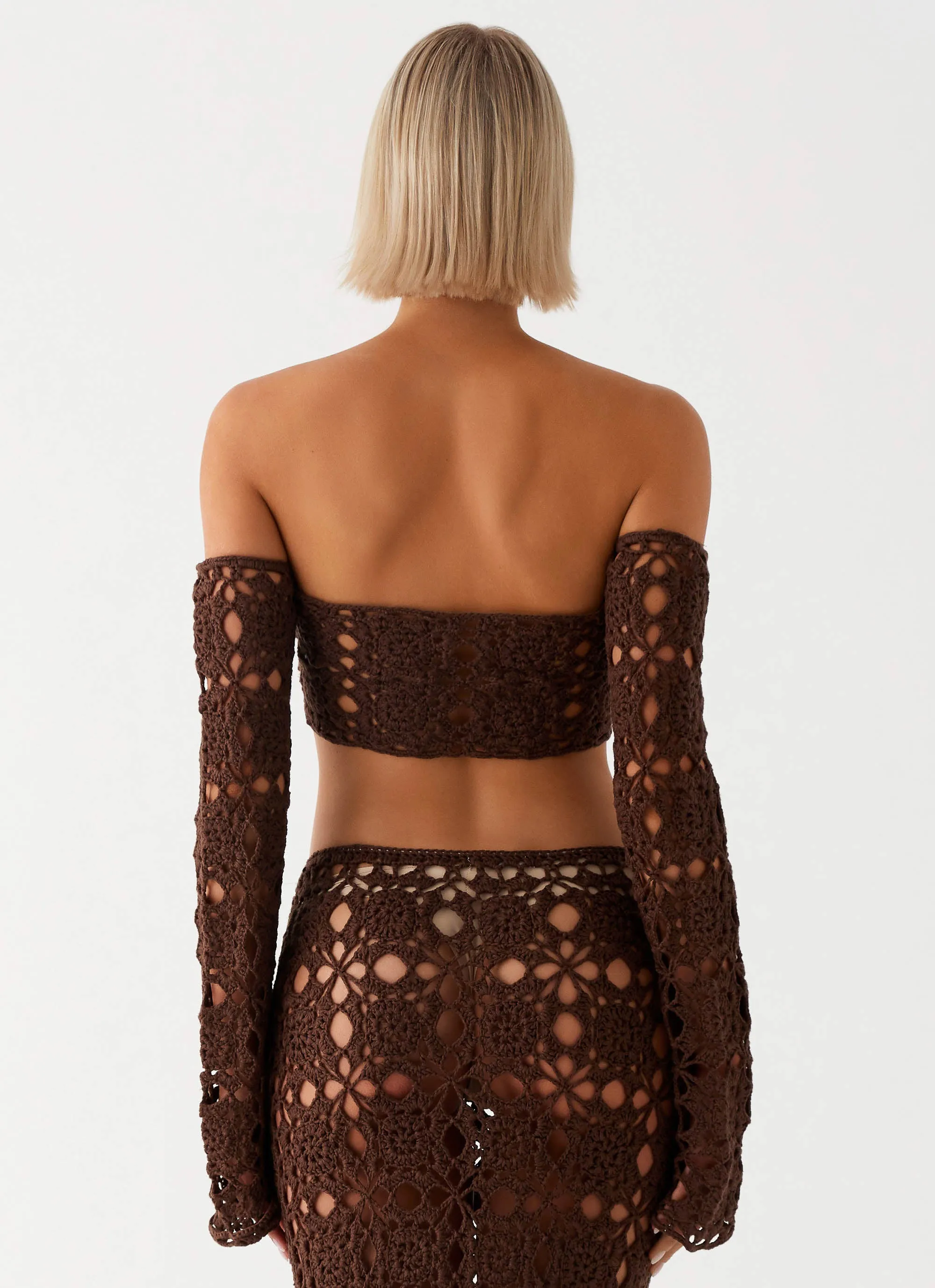 Sorrentino Crochet Long Sleeve Top - Chocolate