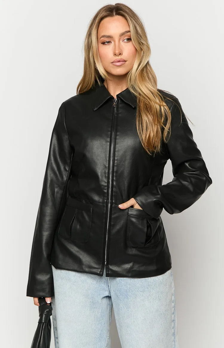 Tiah Black PU Jacket