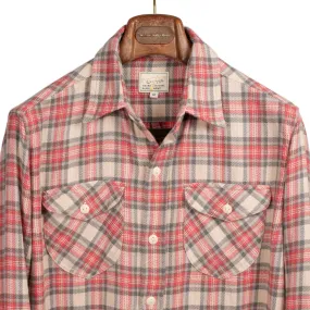 Washed flannel workshirt in Cherry Blossom plaid